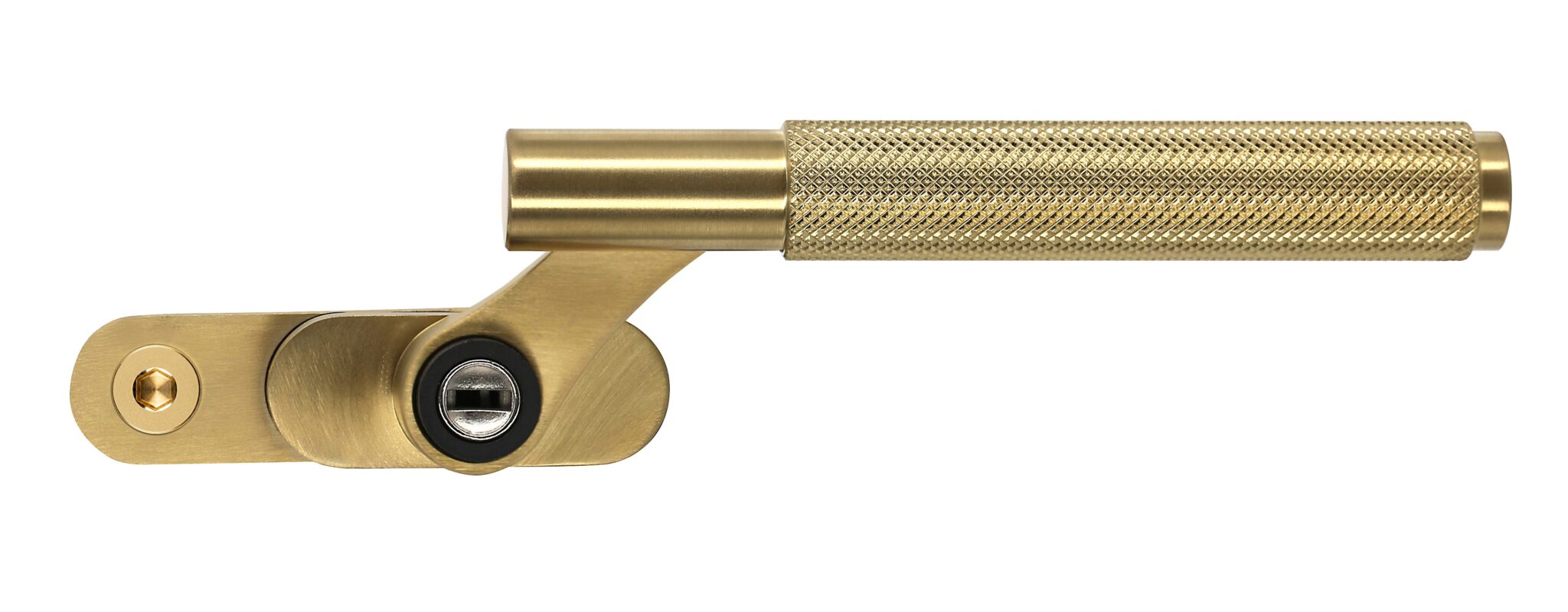 Origin Signature Knurled window handle in Satin Brass